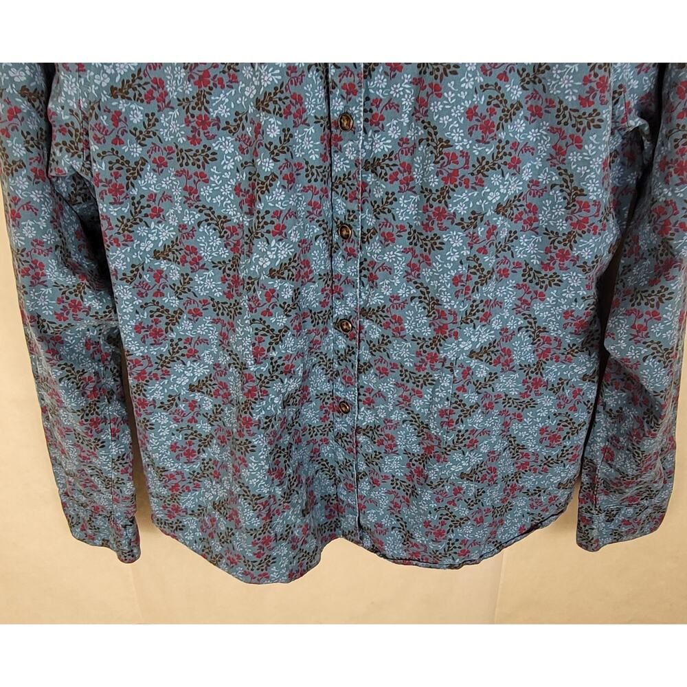 L.L. Bean blue floral button up top Size Med women cottagecore dainty feminine - Picture 5 of 8